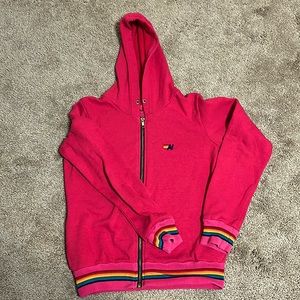 Aviator nation pink zip up with rainbow lines. Size 14